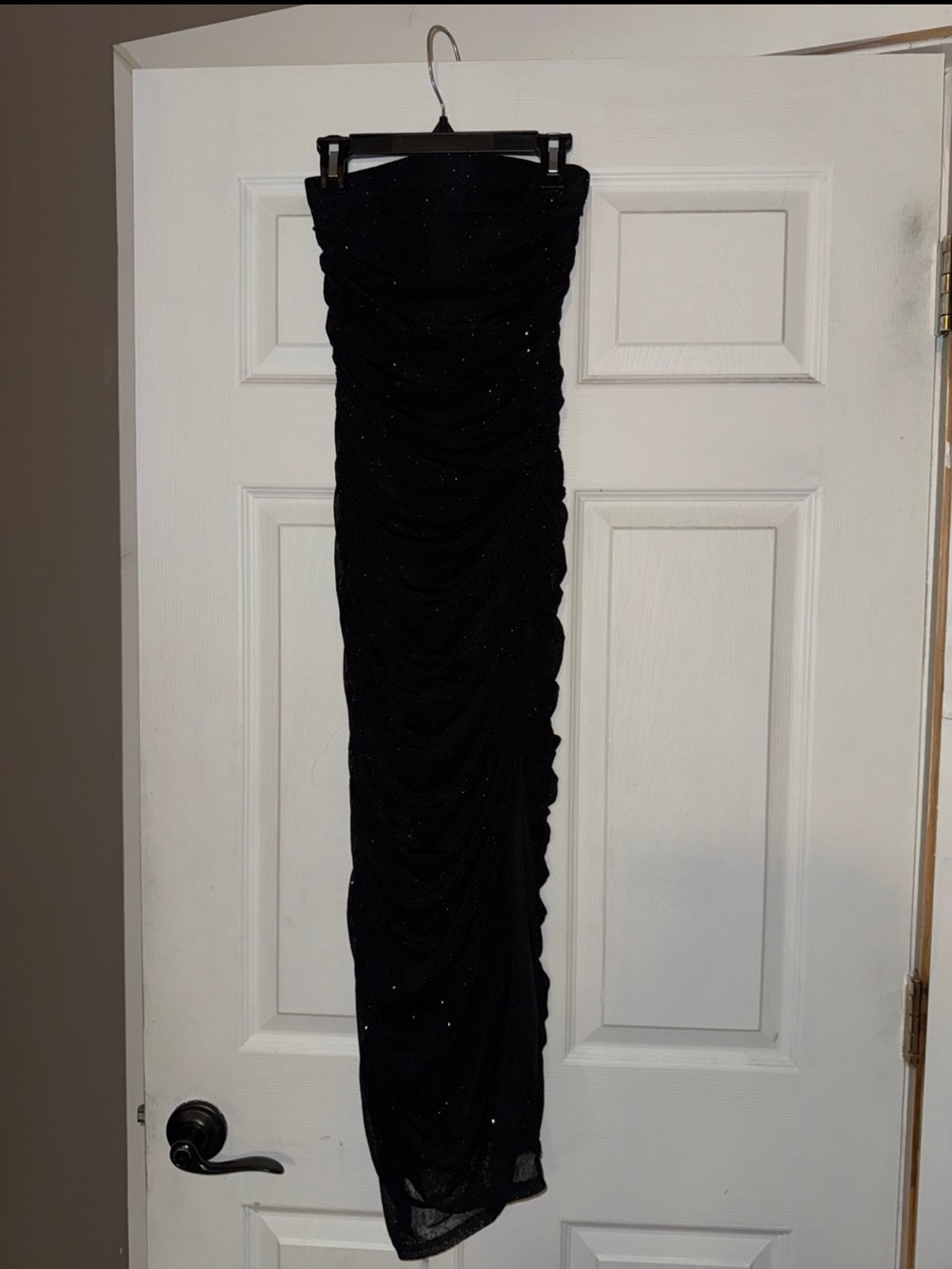 Black Ruched Strapless Evening Dress - Ember
